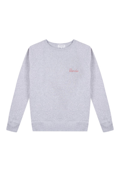 "blondie" charonne sweatshirt cursive red 762#color_light-heather-grey