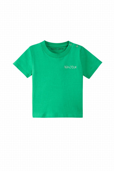 "bonjour" léon t-shirt baton pointillé  ldc rose 272#color_grass