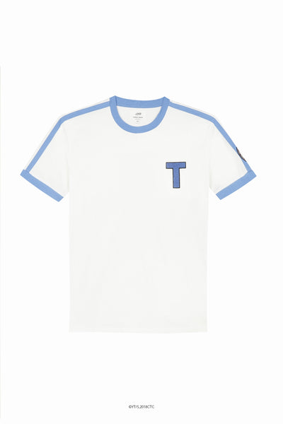 "captain tsubasa" t-shirt patch bleu et rond#color_off-white-blue