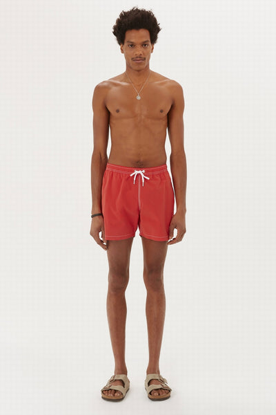"good vibe" maillot swim short shorts#color_poppy-red