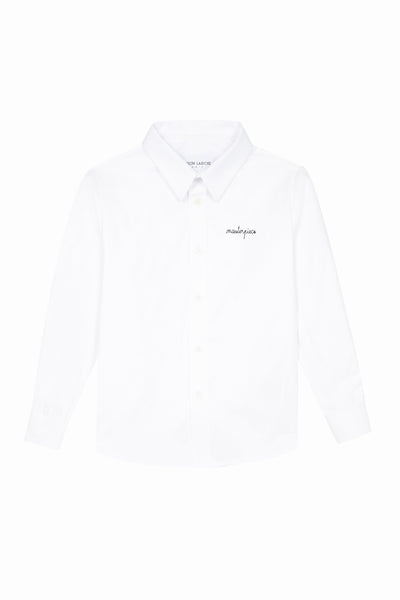 "masterpiece" kid oxford shirt masterpiece cursive black#color_oxford-white