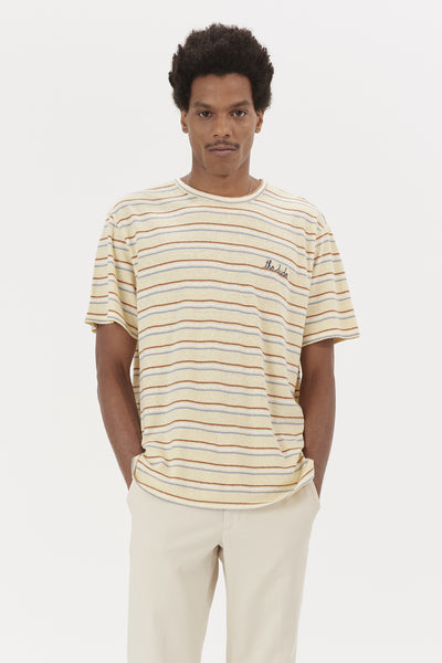 "the dude" villiers t-shirt script bourdon ldc navy 831#color_vanilla-stripe