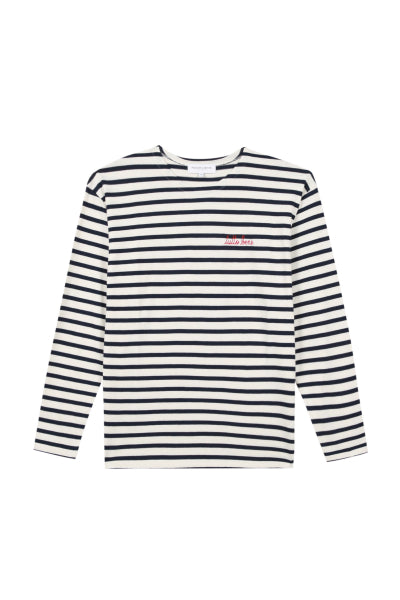 "tutto bene" long sleeved colombier sailor shirt#color_ivory-navy