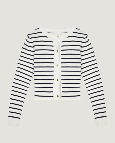 "amour" bude cardigan#color_off-white-dark-navy