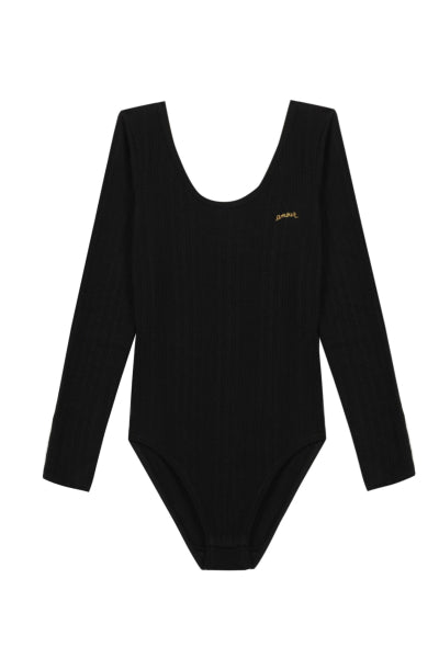 "amour" long-sleeved clichy bodysuit#color_black