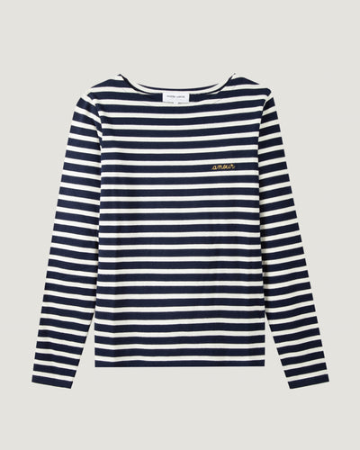 "amour" long-sleeved colombier sailor shirt#color_navy-ivory