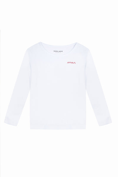 "amour" long-sleeved kid t-shirt#color_white