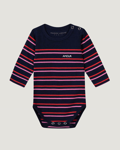 "amour" long-sleeved malo onesie#color_navy-multico