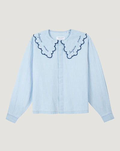 "amour toujours" sourdiere chambray shirt#color_denim-bleached