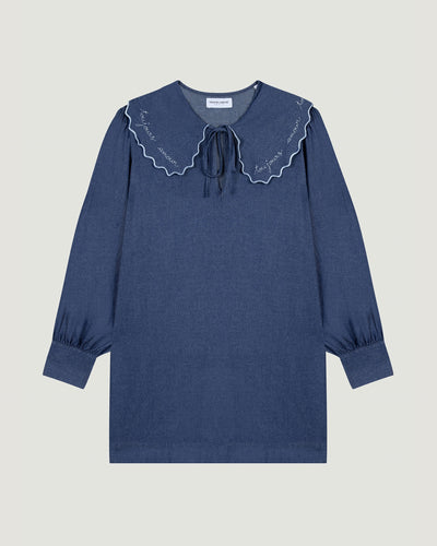 "amour toujours" vergennes chambray dress#color_chambray-medium-blue