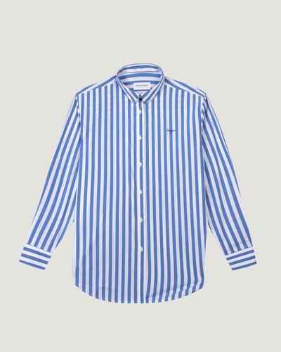 "bonjour" saint ger poplin shirt#color_blue-white-stripes