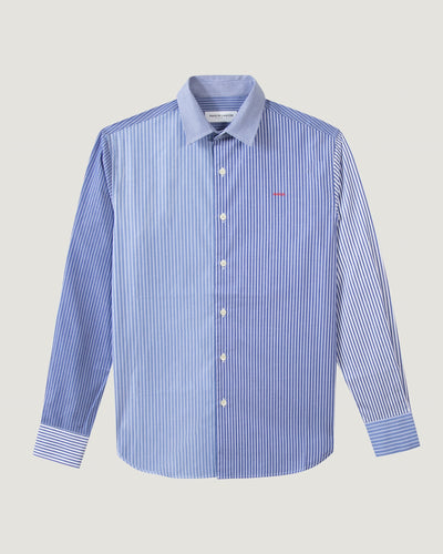 breteuil poplin shirt 'amour'#color_blue-stripes-patch