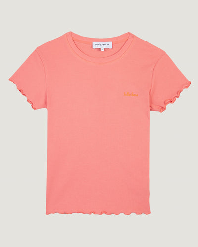 folies ribbed t-shirt 'tutto bene'#color_coral