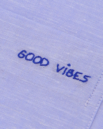 "good vibes" linen & cotton carnot shirt#color_linen-light-blue