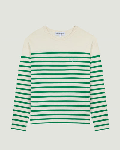 "la plage" montpar sailor shirt#color_ivory-cactus-green