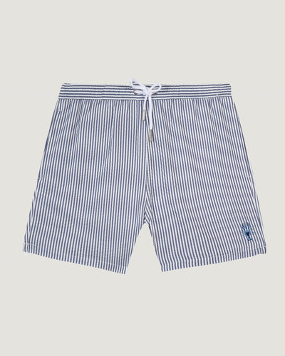 "lobster" maillot seersucker swim shorts#color_navy-white