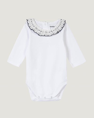 lonng-sleeved  fourniel onesie claudine collar#color_white