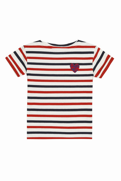 "love is all" short-sleeved sailor shirt#color_natural-blue-burgund