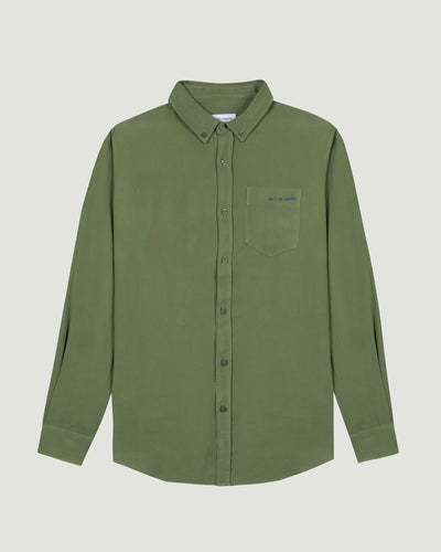 "out of office" tombelle viscose shirt#color_twill-olive-green