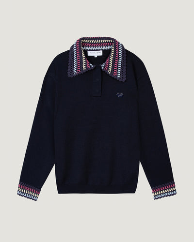 "patch coeur" desaix crochet sweater#color_carbon-blue