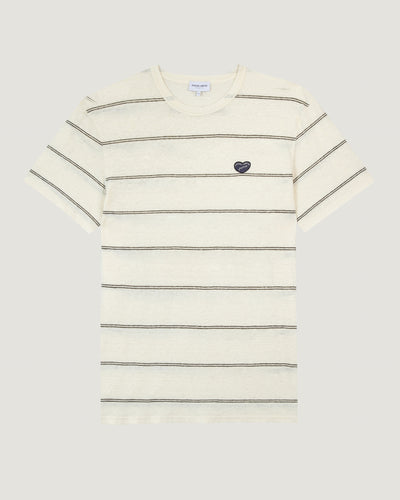 "patch coeur" linen villiers t-shirt#color_ivory-stripes