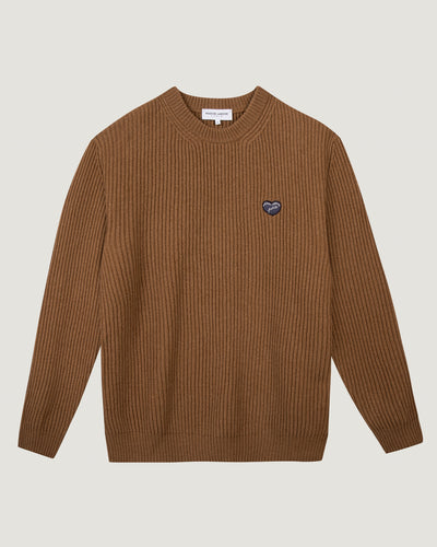 'patch cœur ml' mulot recycled wool sweater#color_fawn