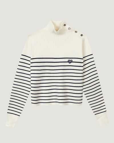 "patch coeur mlb" marti sailor sweater#color_off-white-dark-navy