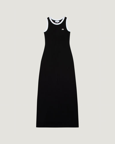 "patch coeur" samain flat rib dress#color_black-white