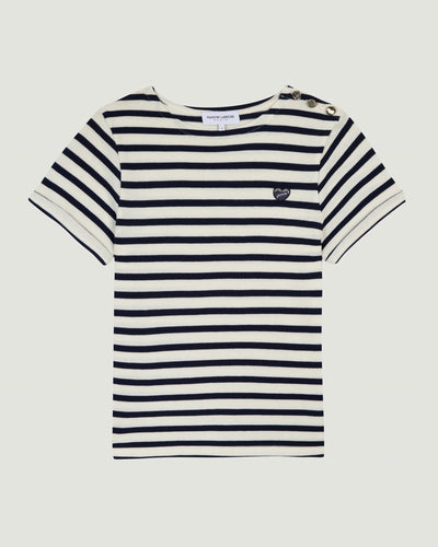 "patch coeur" venaissin sailor shirt#color_ivory-navy