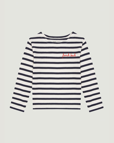 personalizable long-sleeved gardette sailor shirt#color_ivory-navy