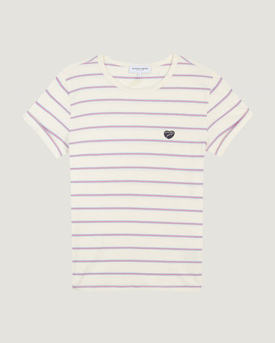 poitou t-shirt 'patch coeur'#color_rayures-off-white
