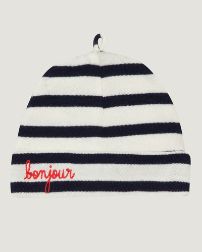 the "bonjour" birth chaumont beanie#color_ivory-navy