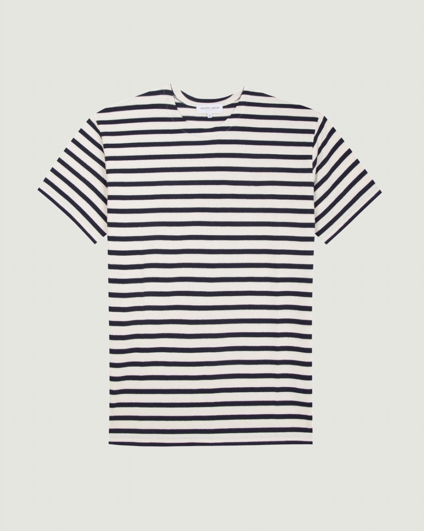 unisex personalizable short sleeved colombier sailor shirt#color_ivory-navy