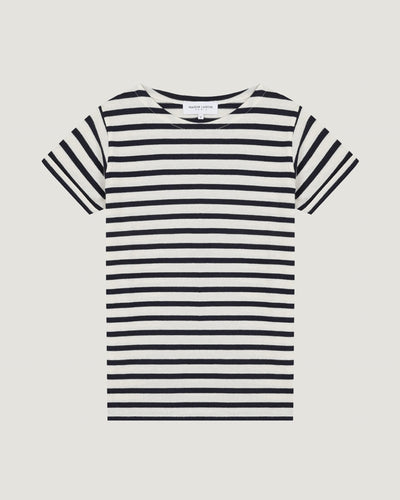womens personalizable short sleeved colombier sailor shirt#color_ivory-navy
