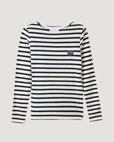 "patch mlb" womens colombier sailor shirt#color_ivory-navy